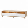 TV-Lowboard Eichenfurnier Weiß MDF rechteckig mit 3 Klappen 180 x 40 x 55 cm
