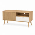TV-Lowboard Eiche Natur Weiß MDF rechteckig 120 x 40 x 60 cm