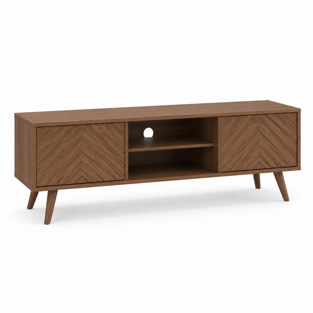 TV Lowboard Nussbraun MDF mit Walnussfurnier 180 x 40 x 60 cm