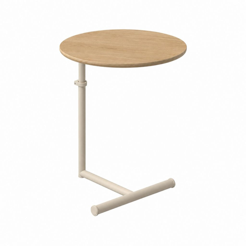 Höhenverstellbarer Beistelltisch Eiche hell Stahl rund Ø 60 cm 62–92 cm