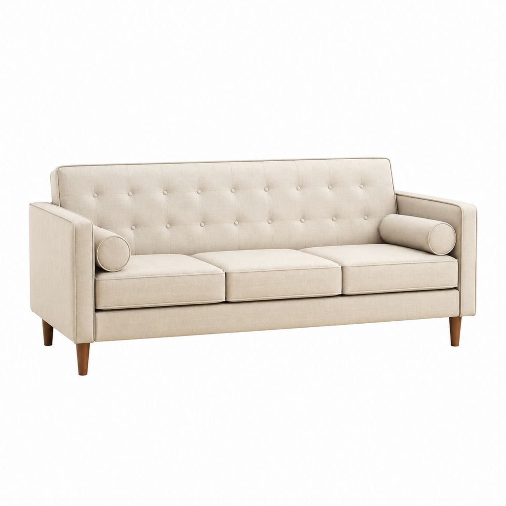 3-Sitzer Sofa Beige Polyester Rechteckig 210 x 85 x 86 cm