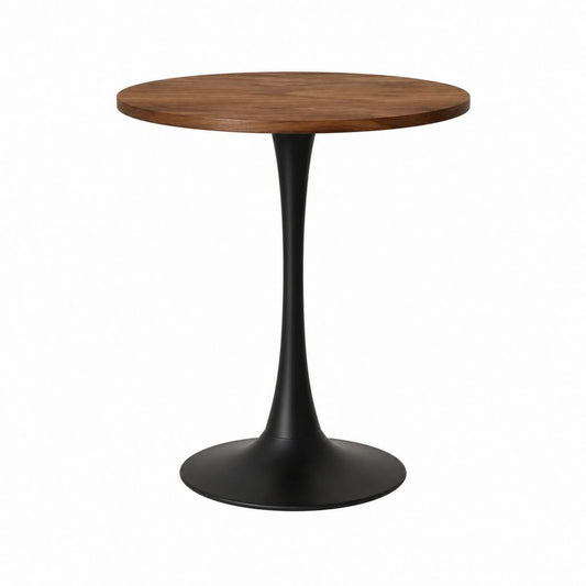 Beistelltisch rund braun Schwarz mit Nussbaumfurnier und Stahlfuß Ø 60 cm Höhe 75 cm