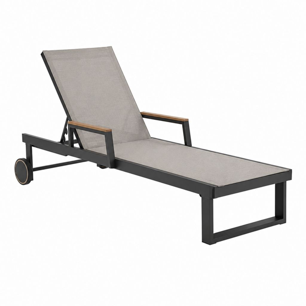 Verstellbare Sonnenliege grau Aluminium rechteckig 195 x 65 x 35 cm