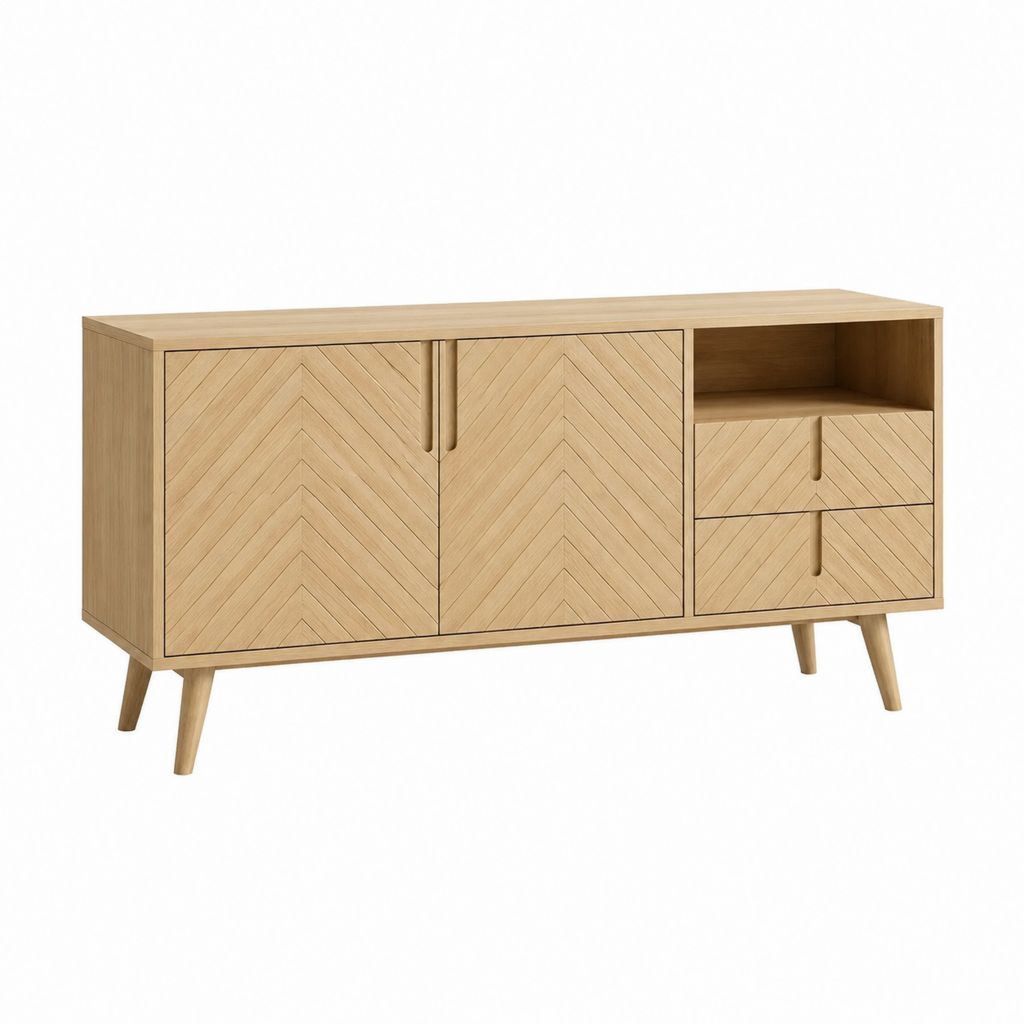 TV Lowboard eichefarben MDF rechteckig 160 x 40 x 75 cm