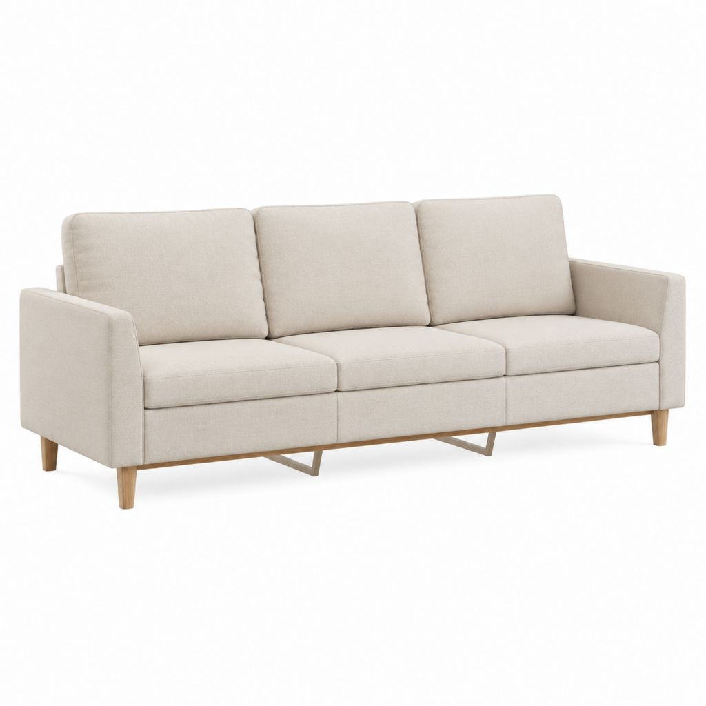 3-Sitzer Sofa Beige Polyester Rechteckig 220 x 90 x 82 cm