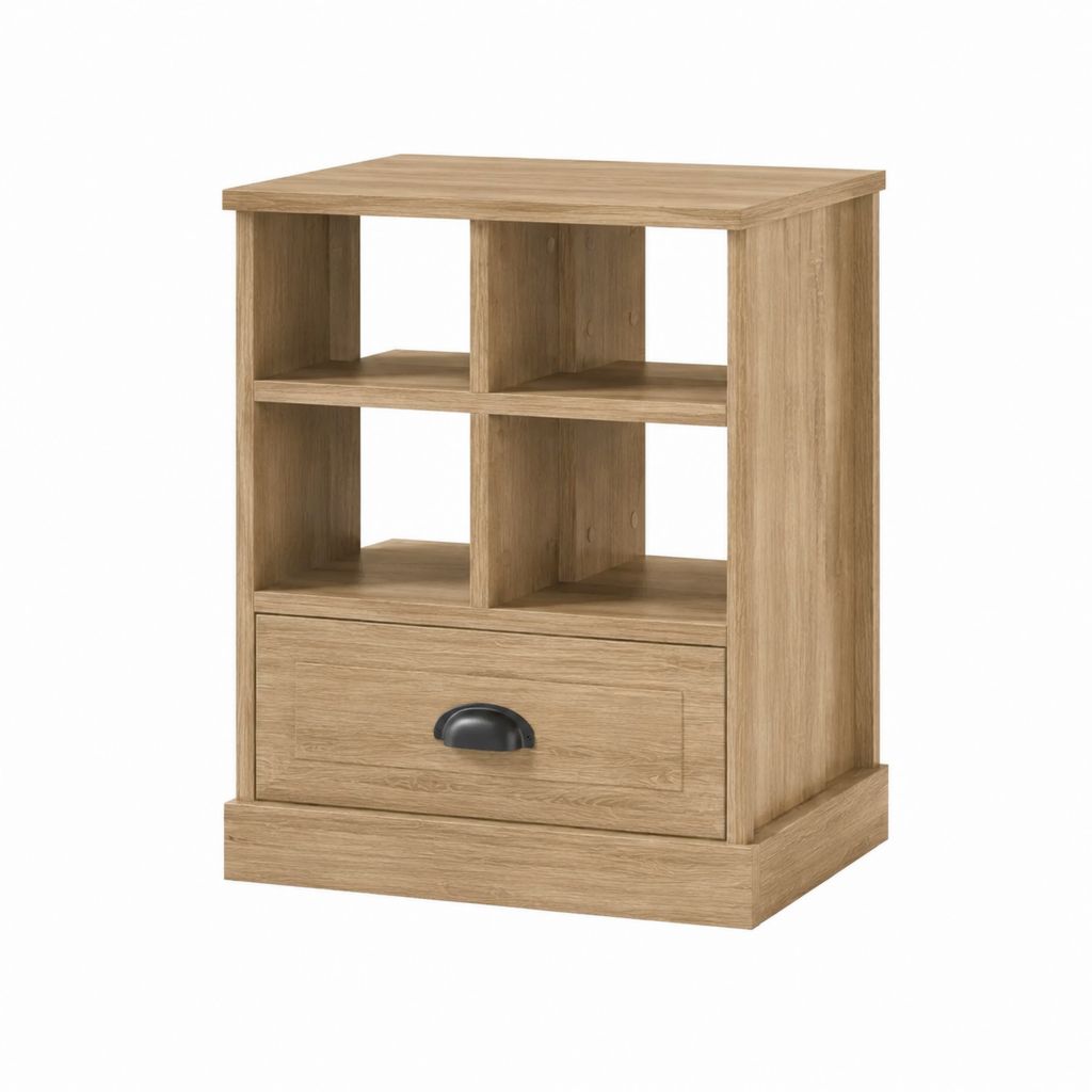 Beistelltisch mit Schublade und 4 offenen Fächern Eiche-Optik Spanplatte rechteckig 60 x 40 x 75 cm